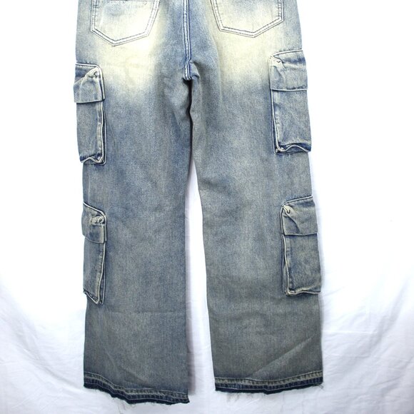 Rockstar Original Peppe Men's Baggy Cargo Blue Washed Distressed Grunge Jeans 32 - Picture 10 of 13